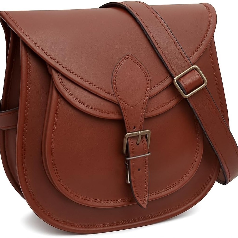 Rustic Town Brown Leather Crossbody Satchel Bag Renaissance Faire 13x11” NWOT - Picture 6 of 6